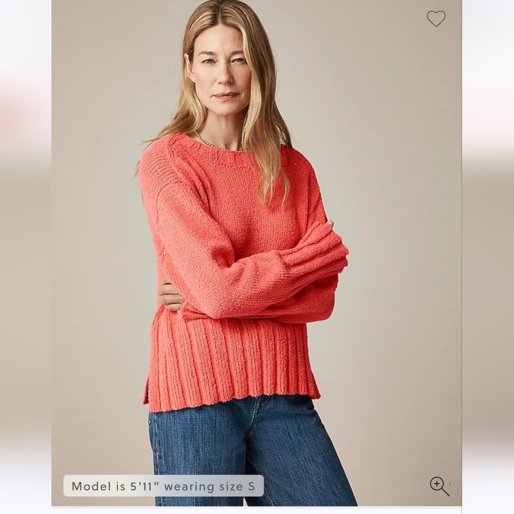 J.Crew Retail Marina sweater in textured cotton blend $118 Sunfire Coral XS - Picture 4 of 10